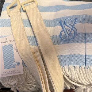 BNWT Victoria's Secret Striped Blue and White Beach Blanket